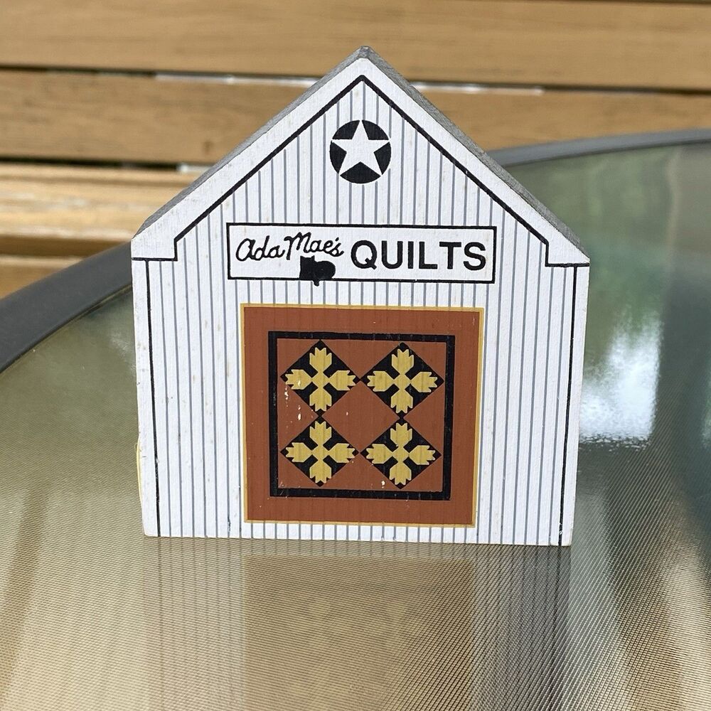 Cats Meow Ada Maes Quilt Barn Wooden Shelf Sitter Ohio Amish Series 1991